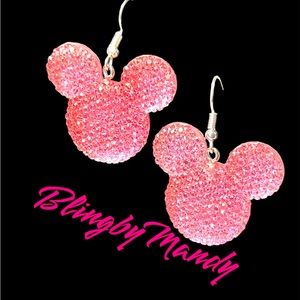 💖💕Pink Mickey charm earrings -in the Betsey Johnson style